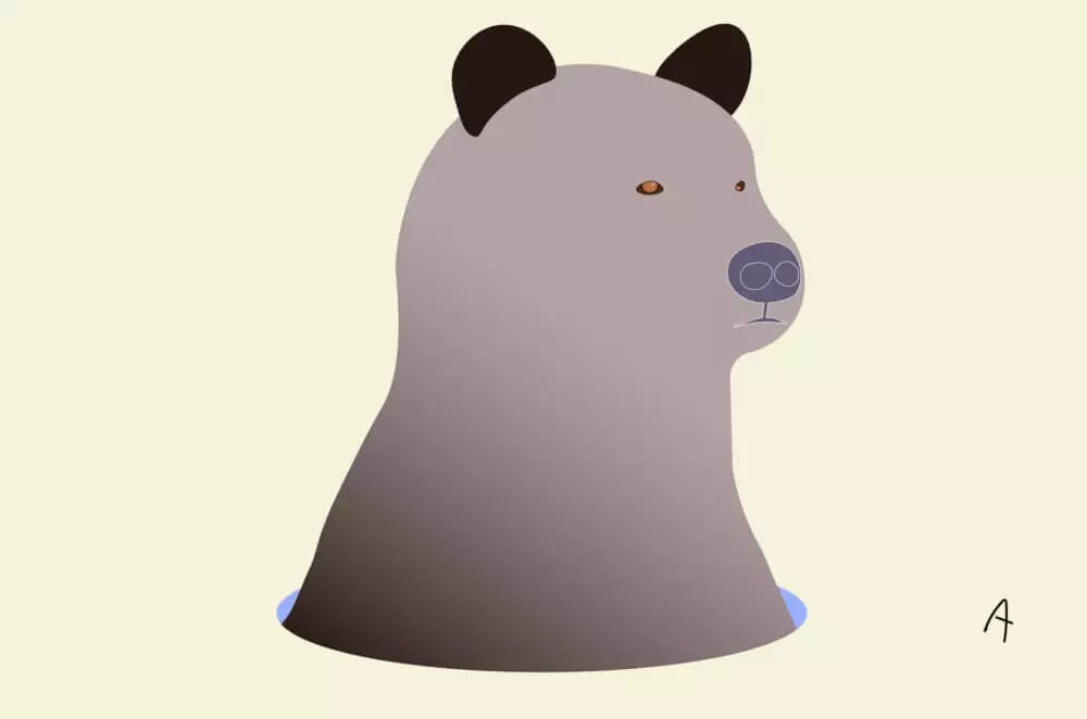 Stylized illustration of a bear with a modern design on a plain background