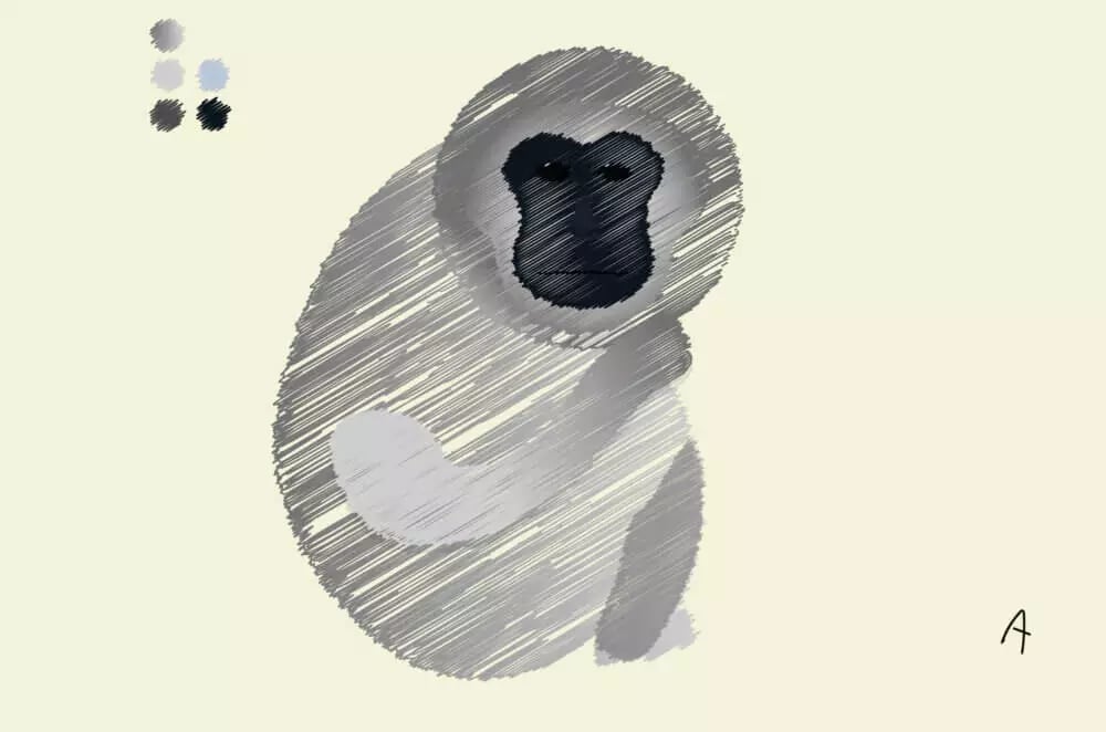Stylized and artistic representation of a panda bear on a light background