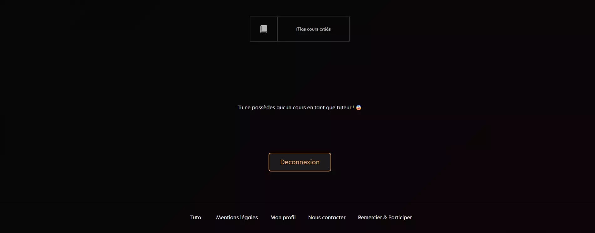 Dark-themed user interface with French text and logout button