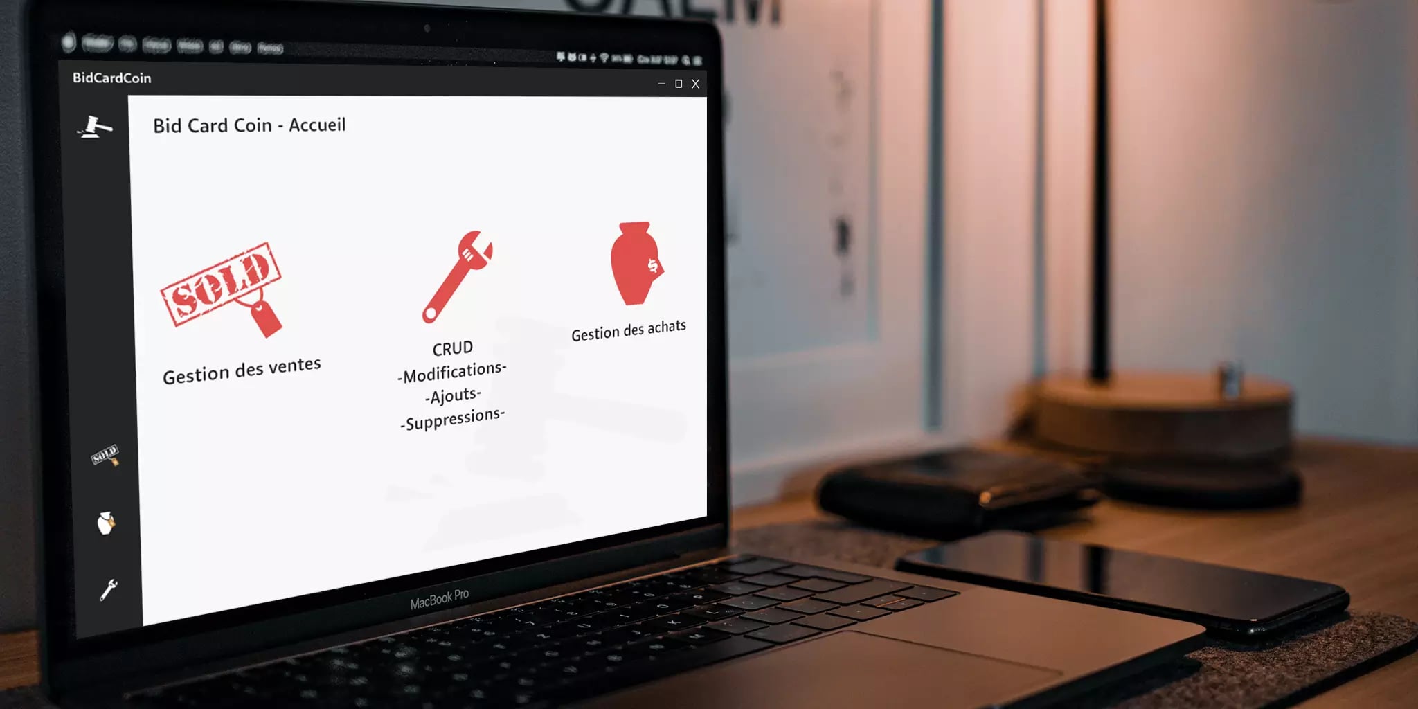 French sales and purchases management webpage displayed on laptop in home or office setting