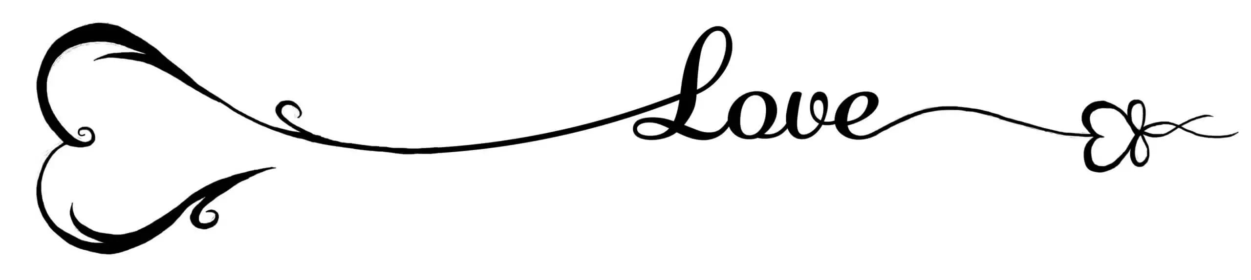 Artistic cursive script word 'Love' with decorative flourishes